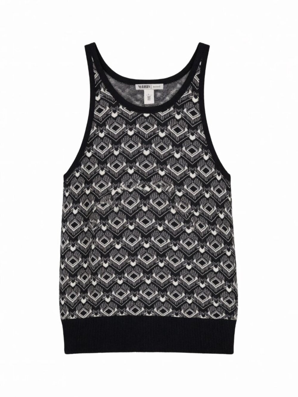 WHBM Black White Women's Patterned Sleeveless Tank Top Large Black Size L